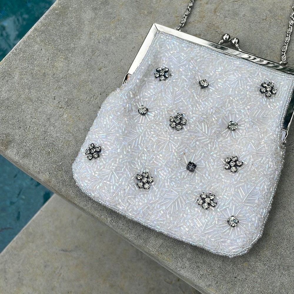 White Beaded Evening Bag